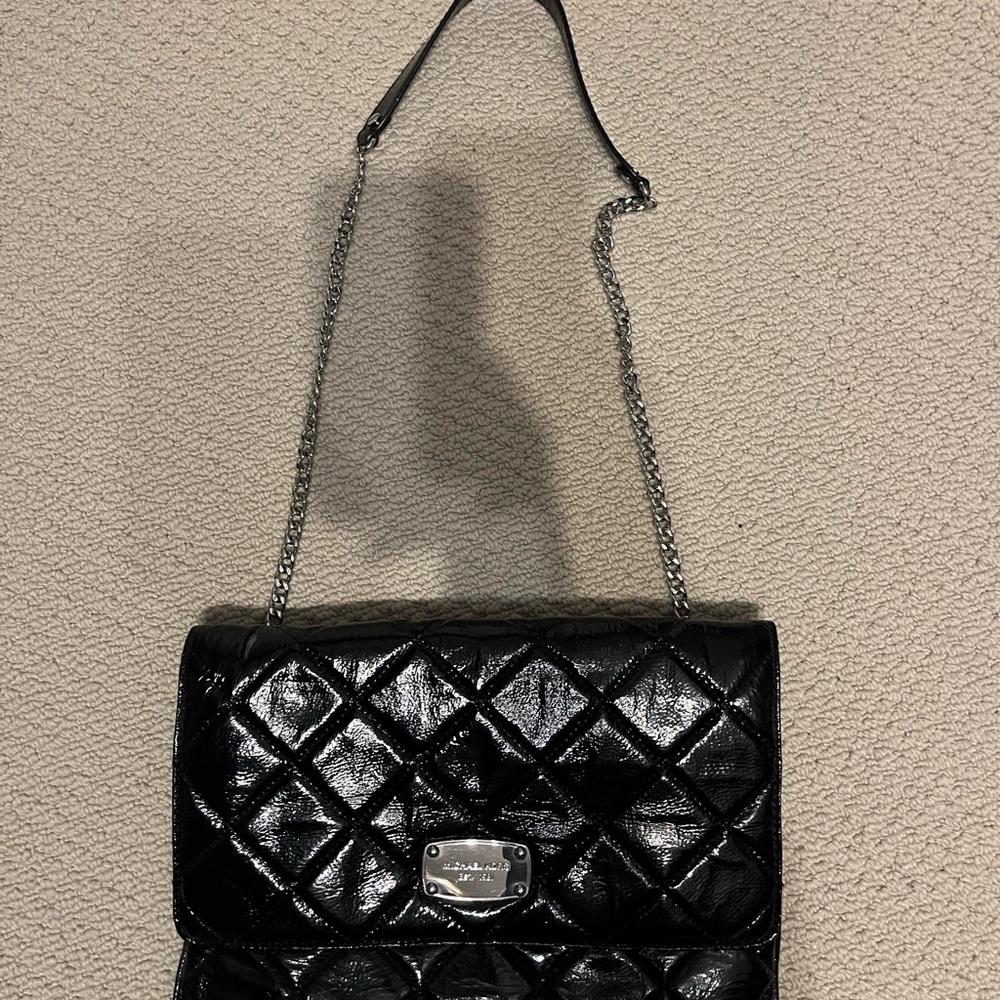 Michael Kora Black Quilted Chain Shoulder Bag